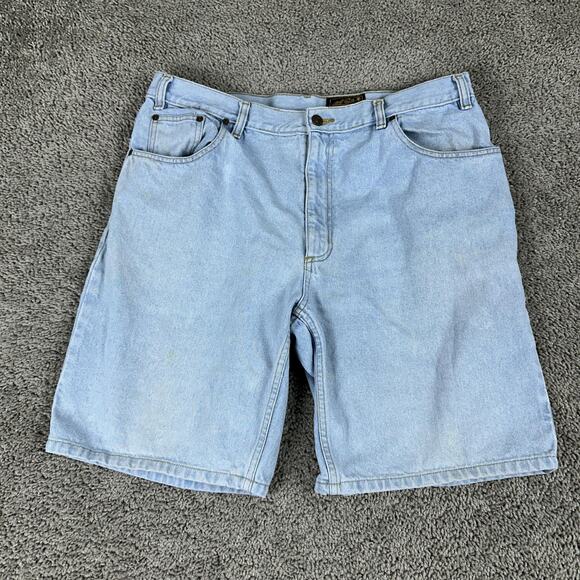 VTG Eddie Bauer Denim Jean Shorts Mens 36 Light Blue Wash 100% Cotton 5 Pocket - Picture 1 of 12